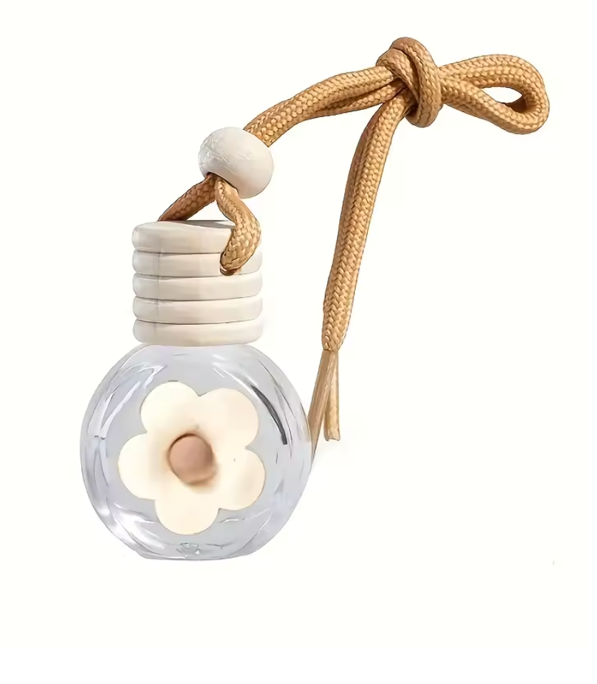 Dekorative Duftflasche für Auto mit blumigem Design und hochwertiger Glasflasche, ideal für Spiegel & Armaturenbrett.